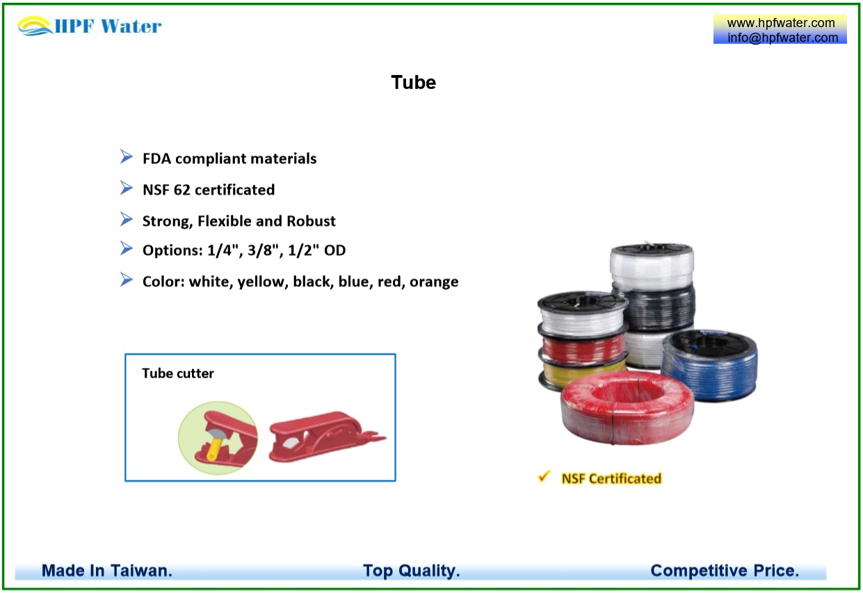NSF 62 certificated tubing, FDA approved, white yellow black blue red orange color, tube cutter